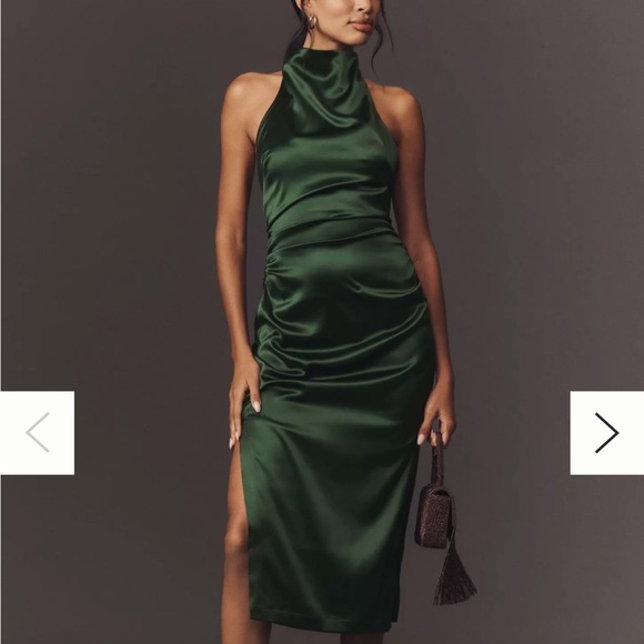 Anthropologie Dresses & Skirts - Anthropologie Green Sheath Midi Dress Halter Sleeveless